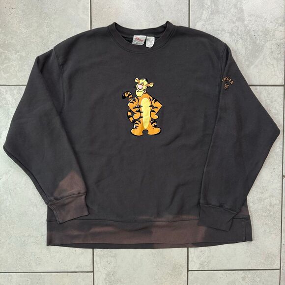 VTG Disney Tigger Winnie The Pooh Grey Crewneck Sweater Size XXL Vintage Fade - Picture 1 of 8